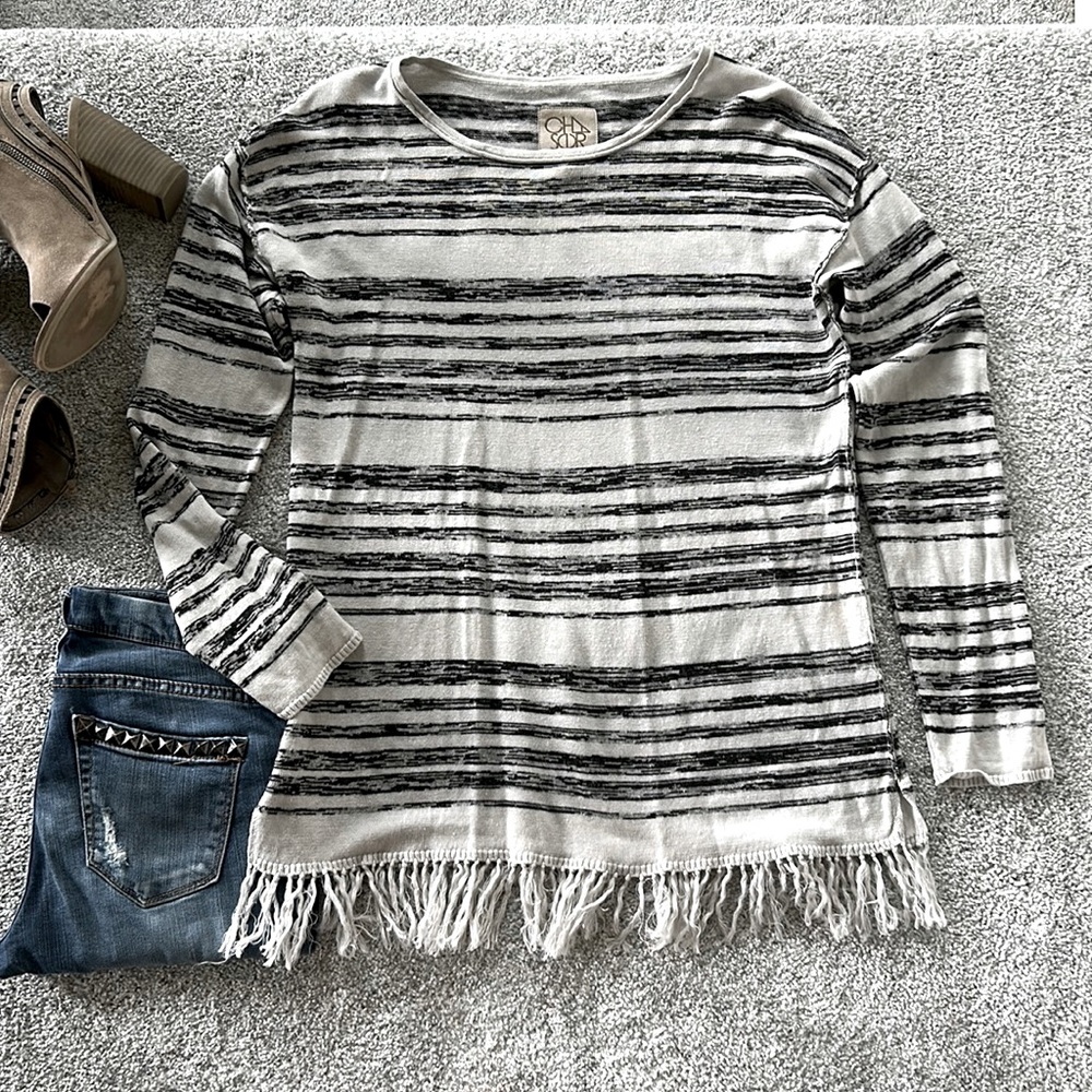 Chaser Long Sleeve Fringe Hem Top